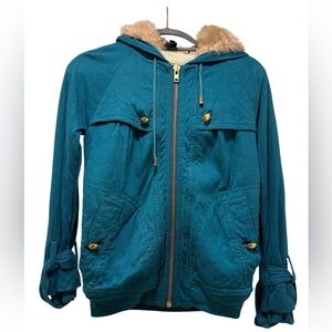 Marc Jacobs Teal Utility Jacket with Gold Accents